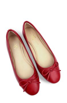 Signature logo hardware and a delicate vamp bow lend luxe elements to a timeless ballet flat set on a cushioned footbed for lasting comfort. Memory foam cushioning with arch support Slip-resistant sole Leather upper and lining/rubber sole Imported Classic Red Ballet Flats, Elegant Red Ballet Flats With Flat Heel, Classic Red Ballet Flats For Formal Occasions, Classic Red Formal Ballet Flats, Red Ballet Flats With Round Toe For Formal Events, Classic Red Closed Toe Ballet Flats, Red Ballet Flats For Spring Formal, Red Ballet Flats For Spring Formal Occasion, Red Formal Ballet Flats For Spring