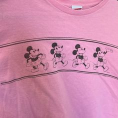 Never Worn Pink Cotton Mickey Mouse T-shirt, Pink Mickey Mouse Cotton T-shirt, Casual Pink Mickey Mouse Top, Casual Pink Minnie Mouse Top, Pink Mickey Mouse T-shirt With Crew Neck, Pink Mickey Mouse Crew Neck T-shirt, Pink Crew Neck Top With Mickey Mouse, Pink Mickey Mouse Crew Neck Top, Food Clothes