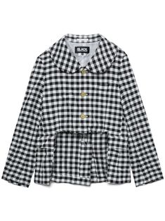 Shop Black Comme Des Garçons cut-out gingham check jacket Cdg Shirt, Comme Des Garcons Black, Check Jacket, Checked Jacket, Unisex Jacket, Gingham Check, Plaid Jacket, Des Garcons, Edgy Outfits