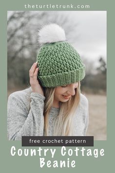 Easy Crochet Beanie Pattern - Country Cottage Beanie Free Crochet Pattern Crochet Pattern Winter Hat, Quick Hat Crochet Pattern, Crochet Hat Pattern Size 3 Yarn, Crochet Hats With Bulky Yarn Free Pattern, Family Crochet Hats, Ladies Crochet Hat, Crochet Ladies Beanie Free Pattern, Womans Crochet Hat Pattern Free, Crochet Wool Beanie Pattern Free