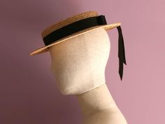 Straw Boater Hat Vivien image 2 Hat With Scarf, Jenny Cipoletti, Boat Hat, Straw Boater Hat, Custom Made Hats, Victorian Era Fashion, Mini Hats, Straw Boater, Boater Hat