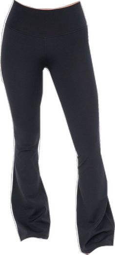 Flared Fleece Leggings - Black-K. Ellis Boutique Fitted Full Length Bottoms With Elastic Side Panels, Moisture-wicking Stretch Full Length Bottoms, Black Moisture-wicking Nylon Yoga Pants, High Stretch Elastane Sportswear Pants, Moisture-wicking Elastane Sportswear Pants, Sporty Elastane Pants For Sports, Stretch Elastane Yoga Pants, Stretch Sportswear Yoga Pants, Sporty Mid-rise Go-dry Bottoms