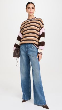 Fabric: Mid-weight knitRibbed trimMixed stripe patternCrew neckLong sleevesShell: 36% acrylic/28% polyamide/20% cotton/16% alpacaHand washMade in ItalyStyle #SGOYA30291 Stine Goya, Stripe Sweater, Stripes Pattern, Alpaca, Sweater Outfits, Knitted Sweaters, Jumper, Top Brands, Hand Wash