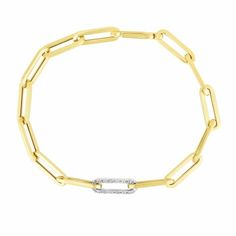 Gold & diamond paperclip bracelet? Yes, please! This piece is composed of sleek 14k yellow gold and embedded with .32ctw of sparkling diamonds. It measures 7.5" in length and the hidden link clasp blends perfectly with the rest of the bracelet so you hardly even notice it's there. Treat yourself with this gorgeous bracelet! Textured Bracelet, Buy Jewellery Online, Diamond Chain, Yellow Gold Bracelet, Yellow Gold Chain, Gorgeous Bracelet, Sparkle Diamonds, High Quality Jewelry, Chain Link Bracelet