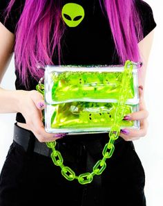 Glitter Goo Mini Purse - Attack On Mars Rave Bag, Festival Purse, Glitter Accessories, Jelly Purse, Fanny Pack Purse, Cool Keychains, Dream Concert, Green Purse, Back Jewelry