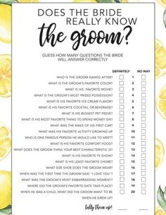 the groom's checklist is shown with lemons and leaves on it, which reads