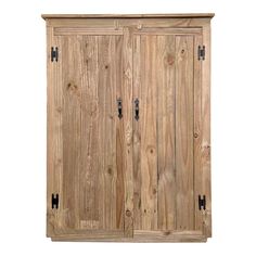 a wooden cabinet with three doors and two drawers