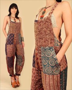 Pola Jumpsuit, Overalls Vintage, Vintage Jumpsuit, Festival Pants, Vintage India, Bib Overalls