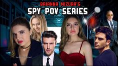 an advertisement for the spy pov series featuring two women and one man in suits