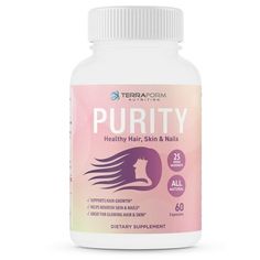 We do a lot of things to keep ourselves healthy, but a lot of times we neglect our outward health, usually our hair and skin care. But by taking a daily dose of Purity, you will receive an expertly craft balance of nutrients that supports hair growth and strength, as well as help with the vibrancy of your skin & nails.Here are the benefits of taking Purity Hair and Nail Vitamins: Supports Hair Growth* Helps Nourish Skin & Nails* Great for Glowing Hair & Skin*These benefits all stem from the over Hair Growth For Women, Hair Skin Nails Vitamins, Hair Capsules, Hair And Nails Vitamins, Help Hair Growth, Glow Hair, Nail Vitamins, Growth Hair, Skin Nails