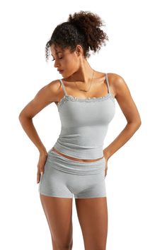 Feature Rayon and Spandex, Buttery soft, Breathable, 4-way stretchy Sexy crew neck camisole crop top and sleeveless This lounge set is perfect for going out with streetwear, travel, vacation, daily casual lounge wear or sleepwear. Size: (Our size chart) XS=US 2, S=US 4, M=US 6, L=US 8, XL=US 10 Stretch Camisole For Summer Loungewear, Casual Stretch Camisole For Loungewear, Seamless Camisole Crop Top For Loungewear, Seamless Spaghetti Strap Crop Top For Loungewear, Stretch Cami Tank Top For Loungewear, Stretch Modal Tank Top For Loungewear, Modal Stretch Tank Top For Loungewear, Summer Stretch Camisole For Lounging, Spaghetti Strap Crop Top For Loungewear