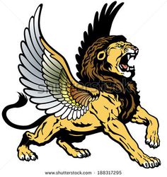 an image of a lion with wings on it's back