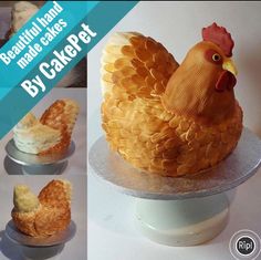 there is a cake made to look like a chicken