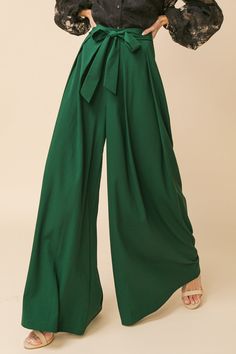 A solid woven pant featuring inverted pleated front, attached self sash tie at side, extra wide leg and size zipper closure Details Self: :95% Polyester, 5% Spandex Size & Fit - Model is 5`8" And Wearing Size Small - Measurements Taken From Size Small - Approx. Length: 46" Boss Babe, Waist Tie, Wide Leg Pants, Harem Pants, Fitness Models, Wide Leg, Trousers, High Waisted, Spandex