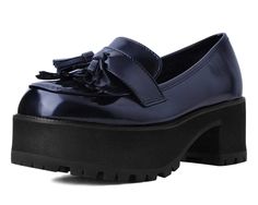 Loafer Platform, Loafer Heels, Silver Outfits, Platform Shoe, Black Rainbow, Fashion Aesthetics, Black Oil, Platform Loafers, Navy Shoes