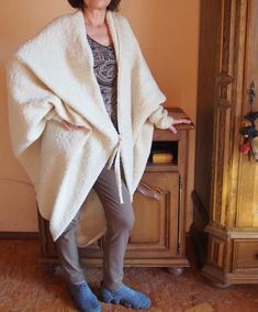 "Plus Size Cardigan, Wide Sleeves Cardigan, Wool Knitted Cardigan Extravagant and Unique BeigeWool Cardigan. Be Modern and Elegant and DARE to WEAR! Elegant, stylish and very comfortable, it fits great with almost any look . Your order will be finished in not more than a week after purchasing. Standard shipping takes about 10-20 business days or less, for EU - 5 - 7 days . Please, note that all clothing orders are made to order after they are purchased. I hope you will enjoy taking a look at my Wide Sleeve Cardigan, Monogrammed Rain Jacket, Pixie Outfit, Monogram Pullover, Oversize Cardigan, Blanket Cardigan, Plus Size Cardigan, Cardigan Plus Size, Warm Cardigan