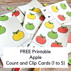 free printable apple count and clip cards to 5