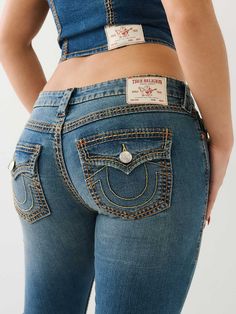 JOEY LOW RISE SADDLE STITCH FLARE JEAN Womens Jeans Outfits, Low Rise Jeans Outfit 2000s, Low Rise Flare Jeans Outfit, True Religion Jeans Women, Cute Online Clothing Stores, Low Waisted Jeans, Low Rise Leggings, Saddle Stitch, Low Rise Pants