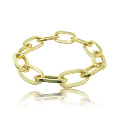 Cage Link Bracelet - Designer Bracelet - Jo Nayor Designs Chunky Chain Yellow Gold Bracelet, Yellow Gold Bracelet With Chunky Oval Link Chain, Formal Yellow Gold Bracelet With Chunky Chain, Formal Yellow Gold Chunky Chain Bracelets, Gold Bracelets With Rectangular Links And Polished Finish, Gold Bracelets With Polished Rectangular Links, 14k Yellow Gold Bracelet With Chunky Chain, Classic Yellow Gold Charm Bracelet With Rectangular Links, Yellow Gold Chunky Chain Link Bracelet