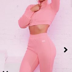 Brand New! Never Worn , Only Worn In Photo To Show How The Medium Fits. Box , Receipt And Tags Included. Only Selling As A Set. Pink Fitted Athleisure Tracksuit, Pink Cropped Bottoms For Loungewear, Pink Cropped Loungewear Bottoms, Fitted Cropped Pink Bottoms, Fitted Pink Sportswear Tracksuit, Fitted Sportswear Tracksuit For Loungewear, Fitted Sporty Tracksuit For Spring, Fitted Spring Tracksuit In Athleisure Style, Casual Pink Cropped Set