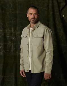 Crisp and structured. This shirt jacket is constructed from 100% Cotton canvas. It achieves an effortlessly rugged look with triple needle stitching for durability and a relaxed fit, great for layering. The jacket also includes two chest pockets with flaps, a shirt collar, a front button placket, a back yoke with a box pleat, elbow panels, sleeve cuffs with plackets, and a flattering shirttail hem. Overshirt Women, Fall Color Trend, Rugged Look, Workwear Jacket, Sweater Pants, Everyday Dresses, Short Shirts, Outerwear Sweater, Shirt Accessories