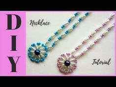 the diy necklace is made with beads