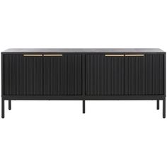 a black sideboard with two gold handles