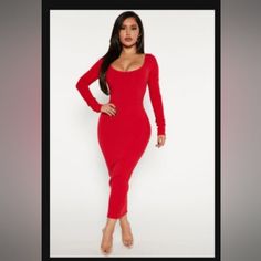 Nwt Fashion Nova Bodycon Midi Dress Sz S Red Color Ruched Long Sleeves 86% Rayon, 14% Spandex Thanks For Visiting My Closet! Red Stretch Elastane Bodycon Dress, Red Midi-length Elastane Dress, Chic Red Elastane Midi Dress, Red Midi Length Elastane Dress, Red Stretch Sheath Bodycon Dress, Red Elastane Bodycon Dress, Red Elastane Bodycon Dress For Date Night, Red Knee-length Elastane Dress, Red Bodycon Midi Dress For Date Night