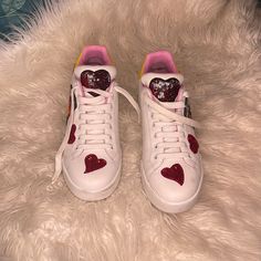 D&G Sneakers With Red Heart. Like New Heart Sneakers, Queen Of Heart, Shoes Dolce Gabbana, Queen Of Hearts, Red Heart, Womens Shoes Sneakers, Dolce And Gabbana, Shoes Sneakers, Like New