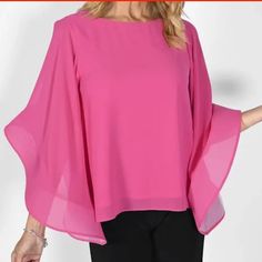 Dark Blue ( Pink Pictures For Samples) Blue Batwing Sleeve Blouse For Spring, Butterfly Sleeve Tops For Work, Butterfly Sleeve Tops For Workwear, Chic Batwing Sleeve Blouse For Spring, Spring Batwing Sleeve Blouse, Elegant Blouse With Butterfly Sleeves, Elegant Spring Tops With Batwing Sleeves, Elegant Batwing Sleeve Tops For Spring, Elegant Batwing Sleeve Top For Work