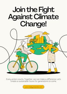 Blue and Green Playful Illustration Climate Change Campaign Poster - Templates by Canva Climet Changes Poster, Climate Changing Poster, Climate Illustration, Playful Illustration, Hero Poster, Social Problem, Campaign Posters, Awareness Campaign, Climate Action