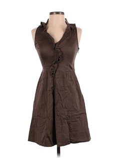 Express Casual Dress Size: 2 Brown Dresses - used. 97% COTTON, 3% SPANDEX, A-Line, Tie Neck, Short, Sleeveless | Express Casual Dress - A-Line: Brown Dresses - Used - Size 2 Brown Casual Dress, Brown Dresses, Brown Dress, Solid Dress, Tie Neck, Women's Dresses, Casual Dresses For Women, Dresses For Sale, Casual Dress