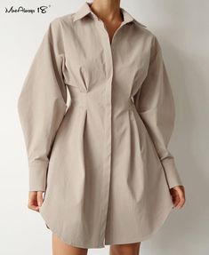 Long Sleeve Pleated Shirt Dress Button Down Look Polyester Blend Above Knee, Mini Shirt Dress Knee Length, How To Style A Shirt Dress, Shirt Dresses For Women Classy, Alterations Clothing, Winter Bodycon Dress, Dresses For Women Classy, Business Fits, Classy Summer Dress, Summer Maxi Dress Floral