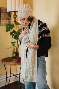 Harrisville Designs, Knitting Patterns Free Scarf, Ribbed Scarf, Cable Pattern, Scarf Yarn, Watch Cap, Knit In The Round, Dk Weight Yarn, Long Scarf