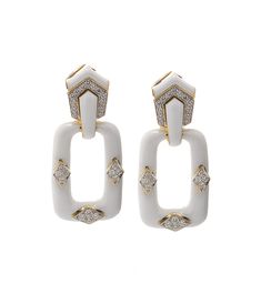 David Webb, Luxury Earrings, Bold Jewelry, Mini Hoop Earrings, Earrings White, White Enamel, Brilliant Cut Diamond, Manhattan, Timeless Elegance