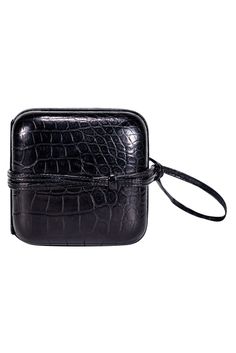 Add some modern elegance to your bag collection with this leather clutch from Giorgio Armani. Made with a crocodile skin-like texture, this hard-sided, structures clutch is the perfect addition to an formal or going out outfit. Black leather Width 6" Crocodile skin texture Wrist strap Hinged opening Comes with original dust bag Buttery leather interior Textured Leather Clutch Wallet For Evening, Elegant Evening Clutch With Crocodile Pattern, Formal Compact Leather Clutch, Chic Evening Shoulder Bag With Case, Elegant Formal Clutch With Crocodile Pattern, Elegant Compact Leather Bag, Compact Leather Bags For Formal Occasions, Black Textured Leather Evening Clutch, Elegant Black Clutch With Textured Leather