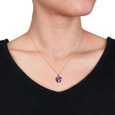 Featuring a fancy cut amethyst beautifully accented with round-cut diamonds, this Stella Grace pendant completes your stylish look.Click on this JEWELRY & WATCHES GUIDE to learn about fit, styles, materials and more! Featuring a fancy cut amethyst beautifully accented with round-cut diamonds, this Stella Grace pendant completes your stylish look.Click on this JEWELRY & WATCHES GUIDE to learn about fit, styles, materials and more! Metal: sterling silver Chain length: 18 in. Packaging: boxed Plati Fine Jewelry Purple Diamond Necklace, Purple Diamond Necklace In Fine Jewelry Style, Purple Diamond Necklace Fine Jewelry, Purple Diamond Necklace With Diamond Accents, Purple Amethyst Necklace With Diamond Accents, Purple Diamond Birthstone Necklace, Purple Diamond Necklace With Gemstone Accents, Wrapped Necklace, Bow Necklace