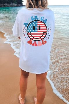 Retro America, July 4th shirt, Vintage Style 4th of July Tee Shirts, American Vibes, Comfort Colors T-Shirt Pepper Shirt ❥❥❥ SIZING ❥❥❥ ❥ TSHIRT has a unisex fit. Runs true to size. ❥ Please refer to size chart before ordering. If possible, measure your favorite t-shirt armpit to armpit and top to bottom and compare it with the size chart provided to ensure an accurate fit. ❥ Sleeves are rolled up in some product pictures, they will not come rolled up on delivery. ❥❥❥ DELIVERY TIMES ❥❥❥ ❥ We tak American Flag Print Cotton Top For Beach, White American Flag Print Top For The Beach, White American Flag Print Top For Beach, White American Flag Print Tops For Beach, Summer Flag Print T-shirt With Relaxed Fit, White Tops With American Flag Print For Beach, White T-shirt With American Flag Print For Spring, Summer American Flag Print Tops For Streetwear, American Flag Print Tops For Summer Streetwear