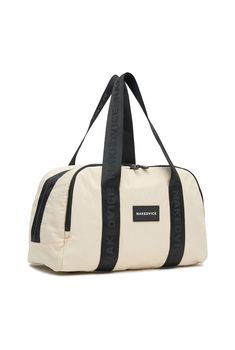 The Serena by Nakedvice is a duffle bag crafted from smooth crushed nylon. Featuring two large top handles and zip closure, The Serena is the perfect travel and overnight bag. Colour: IVORY Weekend Nylon Bag With Zipper Closure, White Weekender Bag For Weekend Trips, Versatile Nylon Duffle Bag, Beige Duffle Bag For Weekend Trips, White Gym Bag With Zipper For Travel, Cream Nylon Shoulder Bag For Travel, White Travel Bag For Weekend Trips With Zipper, Cream Nylon Travel Bag, Nylon Weekend Travel Bag