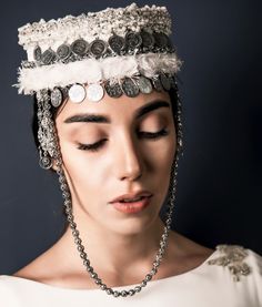 Fez “Moks” (Rent) - Pregomesh Armenian Women, Character Accessories, Colorful Stones, Wedding Headdress, Head Design, Heritage Collection, Silver Pieces, Jewelry Packaging, Headdress