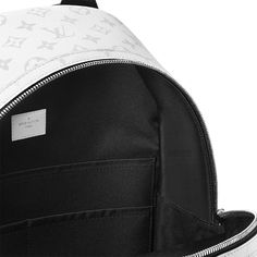 LOUIS VUITTON® - Discovery Backpack - White Classic Logo Standard Backpack, Luxury Everyday Backpack With Logo, Luxury Logo Backpack, Classic Backpack With Logo, Luxury White Standard Backpack, Luxury White Backpack, Classic White Backpack, Tablet Computer, Louis Vuitton Official