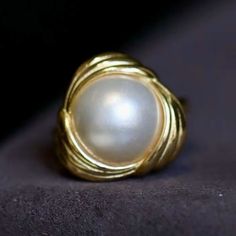 Natural Mabe Pearl Ring With s925 Sterling Silver|Vintage Pearl Jewelry|Statement Pearl Ring silver|Everyday Real Pearl ring\gift for mom 💚💚 Specifics: 💚Materials: Natural Mabe Pearl With 24k gold plated s925 silver 💚Size: 18mm*18mm 💚Closure: the closure is made of 925 sterling silver.  💚Metal: Gold plated s925 silver 💚Handmade Artwork, original design and copyright protected💚 💚The ring size is adjustable, ensuring a comfortable fit for various finger sizes. You can easily customize it Elegant 925 Stamped Rings For Anniversary, Classic Hallmarked Pearl Ring Gift, Elegant Formal Pearl Ring Stamped 925, Elegant White Gold Pearl Ring Stamped 925, Heirloom Pearl Open Ring As Gift, Stamped 925 Pearl Ring For Wedding, Wedding Pearl Ring Stamped 925, Classic Pearl Ring Stamped 925, Antique Pearl Ring For Formal Occasions