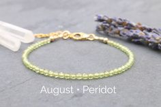 "Dazzling, faceted green Peridot beads create a minimalist yet sophisticated piece of gemstone jewelry. This bracelet is delicate yet made for everyday wear. This simple and dainty beaded gemstone bracelet features a light shade of green and is the perfect gift for an August birthday.  Gemstones ranges from 3mm to 4mm depending on supplier availability. .: G E M S T O N E :. Peridot .:. A powerful aura protector and cleanser, Peridot was believed in ancient times to keep away evil spirits. It is Faceted Beads Bracelets As May Birthstone Gift, Faceted Beads Bracelet For May Birthstone Gift, May Birthstone Bracelets With Faceted Beads As Gift, Faceted Green Beaded Bracelets As Gift, Faceted Green Beaded Bracelets For Gift, Green Faceted Round Bead Bracelets, Green Faceted Bracelets, Gift Green Faceted Beaded Bracelets, Adjustable Faceted Bead Bracelets For May Birthstone