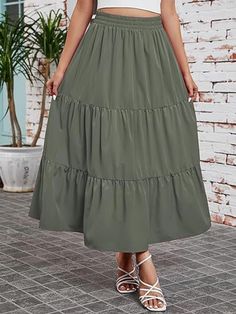 Lasaky - Elegant High-Waisted Pleated Chiffon Beach Skirt with Stylish Pleats Pleated Chiffon, Beach Skirt, Types Of Skirts, Olivia Mark, A Line Skirt, A Line Skirts, Army Green, A Line, Chiffon