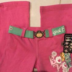 Bobby Jack Girls New Pants Size: S 7 80% Cotton 20% Polyester Embroidered Embellishments Back Pockets With Buttons Belt Machine Washable Buy Them Now 2000s Pants Outfit, Bobby Jack Shirt, Pink And Green Outfits, Bobby Jack, Embroidered Embellishments, Y2k Fashion Outfit, Dog Pants, Checkered Pants