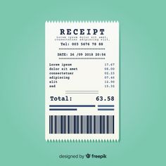 a receipt with barcodes on it and the word receipt written in black ink