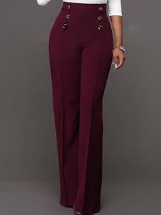 Stylish Black and White Wide Leg Work Pants for Women - S/M Size Solid Color Ankle-length Office Pants, Trendy Full Length Bottoms For Business Casual, Fitted Workwear Bottoms In Solid Color, Solid Color Business Casual Dress Pants For Spring, Solid Dress Pants For Business Casual In Spring, Fitted Solid Color Bottoms For Work, Fitted Solid Color Dress Pants For Workwear, Elegant Office Pants With Button Closure, Fitted Solid Color Pants For Spring