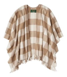 Crafted from lambswool and designed for versatility, this poncho scarf offers exceptional warmth and comfort. It will layer flawlessly over any outfit. 100% lambswool. Dry clean. Soft and durable fabrication will make this piece a favorite. Front panel 23. 5". Center back length without fringe 27". Imported. | Women's L.L.Bean Poncho Scarf, Plaid, Wool Plaid Accessories, Poncho Scarf, Capes & Ponchos, Sailing Outfit, Scarf Poncho, Neck Gaiters, Poncho Cape, Buffalo Check, Ll Bean