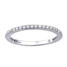 a white gold wedding band with diamonds on the sides and an inscription that reads, i love