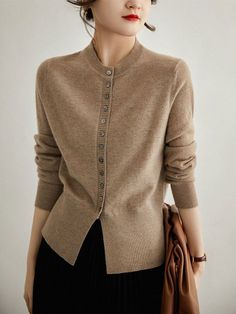 Material: Acrylic Style: Casual Theme: Spring/Autumn/Winter Elasticity: Knitting Jacket, White Collared Blouse, Fall Knit Sweater, Simple Sweater, Simple Sweaters, Cardigan Sweater Coat, Knitted Tops, Cardigan Top, Cotton Cardigan